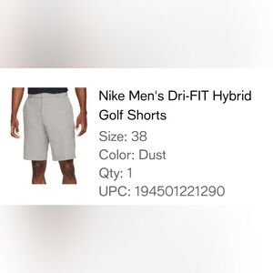 Nike Golf Shorts Men's Size 38 bnwt